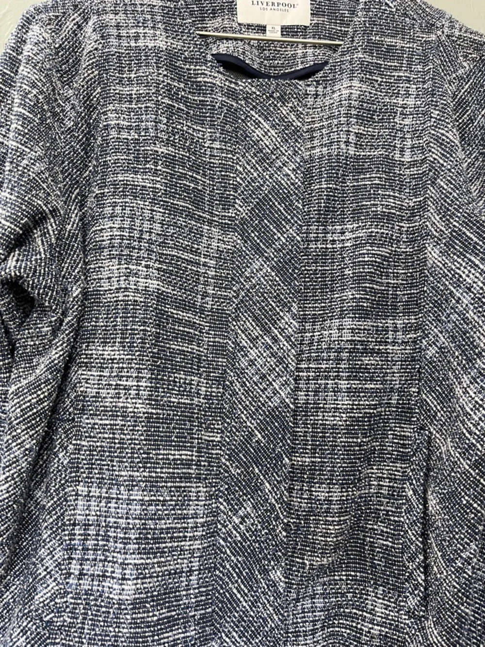 Liverpool Tweed Boucle Motorcycle‎ Blazer Jacket Navy white xl